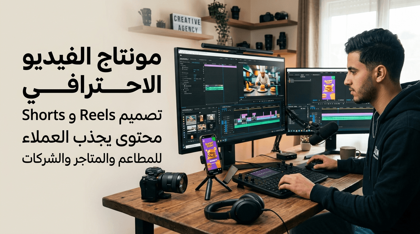 مونتاج الفيديو وتحرير مقاطع الريلز والـ Shorts التجارية